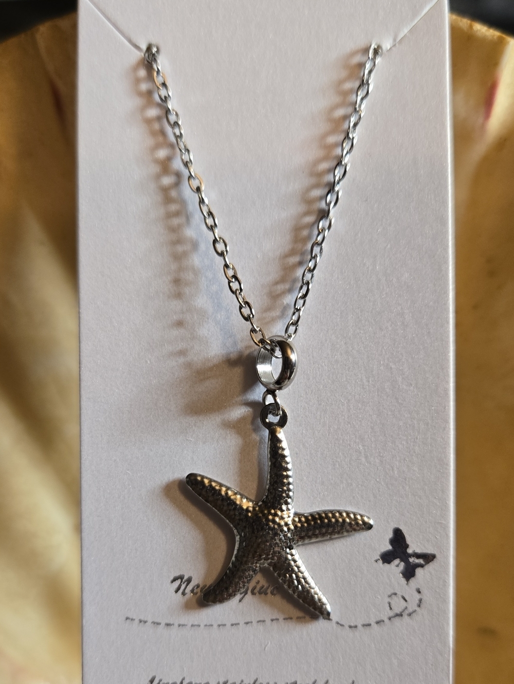 Stainless Steel Starfish Pendant Necklace - Silver